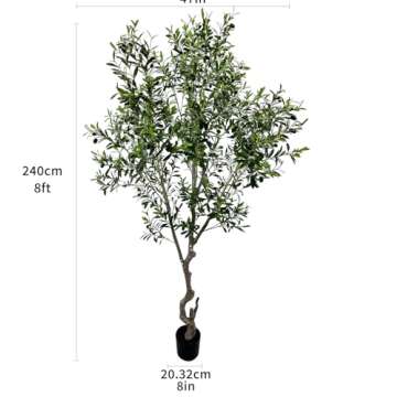 VIGGDA Artificial Tree Faux Olive Tree 8ft(3198leaves) Tall Fake Olive Plant in Pot Fake Silk Tree Faux Plants Indoor