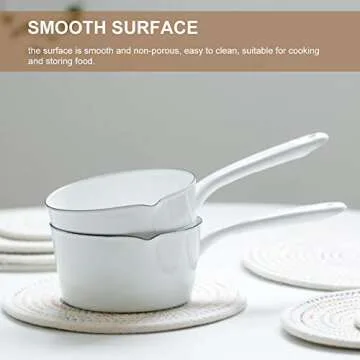 1.2L Saucepan, Enamel Milk Pan, Butter Warmer, Milk Pot, Easy to Cook and Clean, Non-Stick Milk Boiling Pot with Handle for Home Kitchen Restaurant(White)