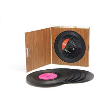 DuoMuo Coaster Vinyl Record Disk Coasters for Drinks - Tabletop Protection Prevents Furniture Damage...