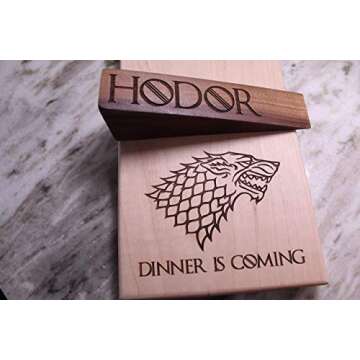 Hodor Door Stoppers -Walnut Wood Door Stops for Bottom of Door - Game of Thrones Gifts for Men & Wom...