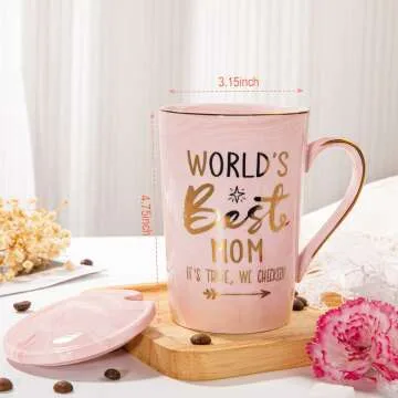 World's Best Mom - Pink Marble Coffee Cup Gift