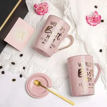 World's Best Mom - Pink Marble Coffee Cup Gift