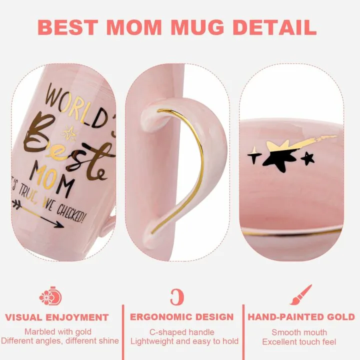 World's Best Mom - Pink Marble Coffee Cup Gift