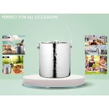 Insulated Ice Bucket with Lid for Parties and Events