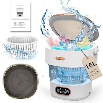 Portable 16L Compact Washing Machine with Spin Dry for Travel & Apartments