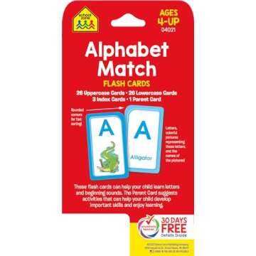 School Zone - Alphabet Match Flash Cards - Ages 4 and Up, Preschool to Kindergarten, ABC's, Letters,...