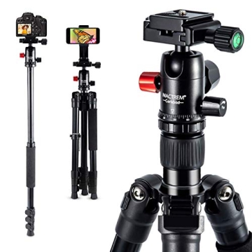 MACTREM Professional Camera Tripod with Phone Mount, 62" DSLR Tripod for Travel, Super Lightweight a...