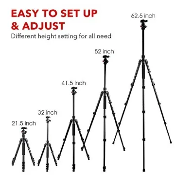 MACTREM Lightweight Tripod for Camera & Phone Mount 62 Inch