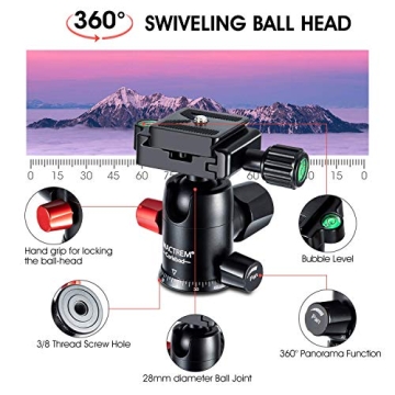 MACTREM Lightweight Tripod for Camera & Phone Mount 62 Inch