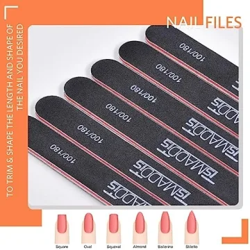 12PCS Professional Nail File Kit 100/180 Grit Salon-Quality Manicure