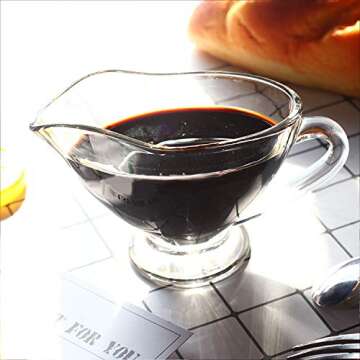 Yesland 2 Pack 11 oz Saucy Glass Gravy Dish with Handle, Clear Gravy Sauce Boat for Dining, Holiday Meals & Parties