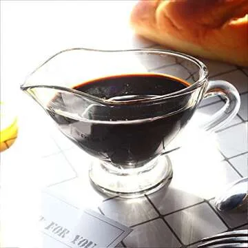 Yesland 2 Pack 11 oz Saucy Glass Gravy Dish with Handle, Clear Gravy Sauce Boat for Dining, Holiday Meals & Parties