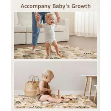 Blissful Diary Portable Baby Play Mats for Floor, Thicken Cushioned Foldable Baby Crawling Mat for Indoor Outdoor, Non-Slip & Washable Kids Playmat for Tummy Time Activity, Earth Tones 43" X 43"