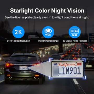 KAWA Dash Cam 2K, WiFi Dash Camera for Cars 1440P with Hand-Free Voice Control, Night Vision, Mini Hidden Dashcam Front, Emergency Lock, Loop Recording, 24-Hour Parking Monitor, APP, Support 256GB Max