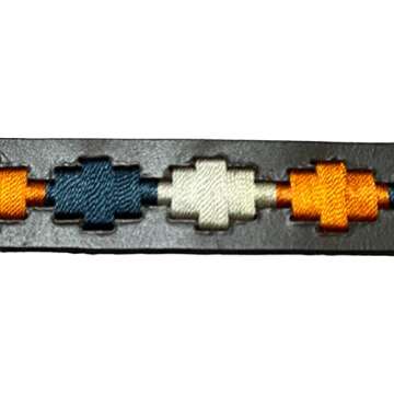 Polo Belt handmade Premium Leather Belt (Orange/White/Blue, 34)