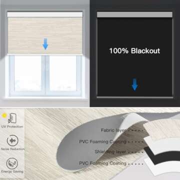 Tokblind Motorized Roller Shades with Remote Control, Blackout Electric Blinds for Windows Compatible with Alexa Google via Hub, Rechargeable Smart Window Shade Customized Size (Texture Light Coffee)