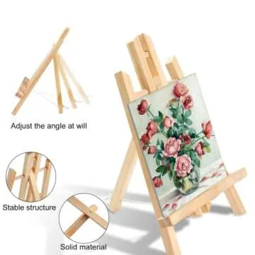AROIC 120 PCS Painting Supplies Set with 10 PCS Wood Easels, 10 Packs of 100 Brushes with Nylon Brush Head and 10 PCS Palettes, Tabletop Wooden Art Easel for Kids & Adults Sip and Paint Party