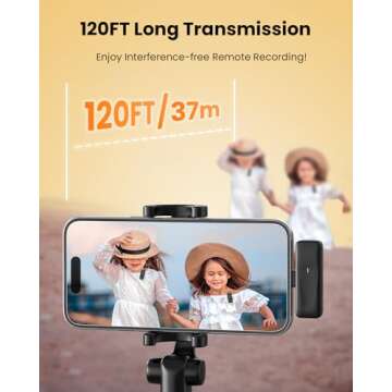 SOWINK Wireless Lavalier Microphone for iPhone Video Recording: Clip On Microphone with Noise Canceling, Mini Lapel Mic with Charge Case 48H Lasting, 120FT Transmission, for Vlogging, YouTube, Tiktok