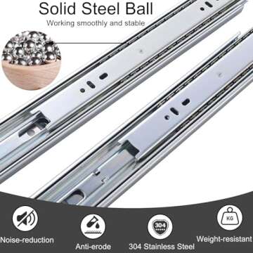 Friho 5 Pair of 14 Inch Hardware Ball Bearing Side Mount Drawer Slides, Full Extension, Available in 12'',14'',16'',18'',20'' Lengths