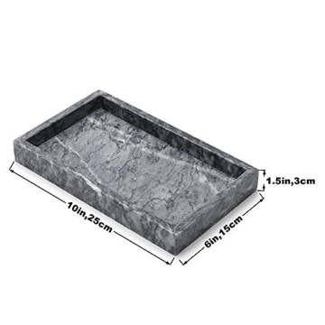 Moreast Black Marble Tray, Stone Bathroom Tray, Decorative Holder for Tissrue, Candle, Soap, Towel, Plant (Black - 10 x 6)