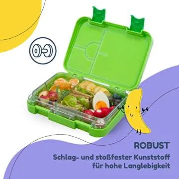 schmatzfatz Bento Box For Kids, Lunch Box Kids, Kids Bento Lunch Box, Toddler Lunch Box for Daycare, Kids Lunch Box Containers, Food Safe Materials, Easy to Clean, Adjustable Compartments - Green