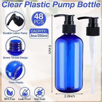 48 Pcs Pump Bottle Lotion Dispenser Set - Refillable Shampoo & Soap Containers