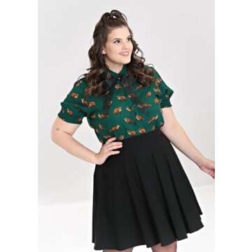 Hell Bunny Fox Print Vintage Blouse - Retro Stylish Top