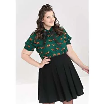 Hell Bunny Fox Print Vintage Blouse - Retro Stylish Top