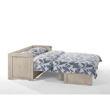 NIGHT & DAY Furniture Murphy Cube Cabinet Bed Pre-Assembled (Antique White, Queen)