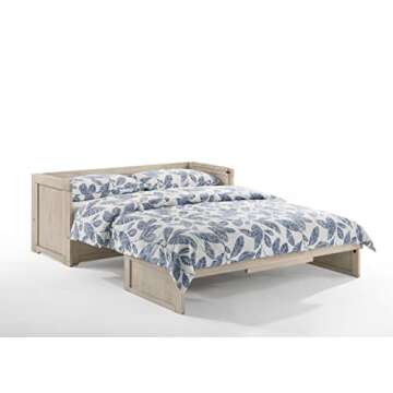 NIGHT & DAY Furniture Murphy Cube Cabinet Bed Pre-Assembled (Antique White, Queen)