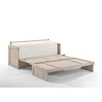 NIGHT & DAY Furniture Murphy Cube Cabinet Bed Pre-Assembled (Antique White, Queen)