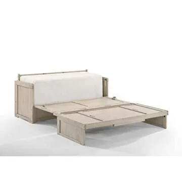 NIGHT & DAY Furniture Murphy Cube Cabinet Bed Pre-Assembled (Antique White, Queen)