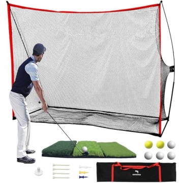 WhiteFang Golf Net Bundle Golf Practice Net 10x7 feet with Golf Chipping Nets Golf Hitting Mat & Gol...
