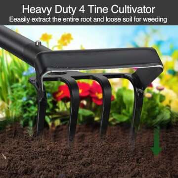 Stirrup Hoe and Cultivator Garden Tool Heavy Duty, Scuffle Loop Hula Action Hoe Weeding Gardening Ha...