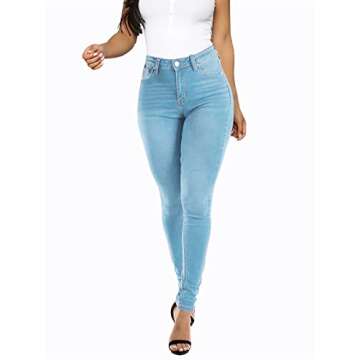 KUNMI Womens Curvy High Waist Stretch Butt Lifting Skinny Colombian Jeans