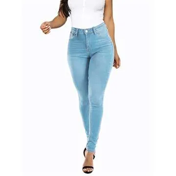 KUNMI Womens Curvy High Waist Stretch Butt Lifting Skinny Colombian Jeans