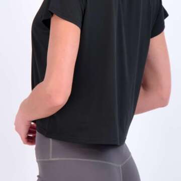 Real Essentials 5 Pack: Womens Crop Top High Waist Quick Dry Fit Active Wear Yoga Workout Athletic Running Gym Exercise Ladies Short Sleeve Crew Neck Moisture Wicking Tees T-Shirt Summer - Set 3, S