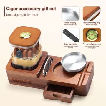 Elegant SEMKONT Cigar Humidor & Ashtray Set for Men