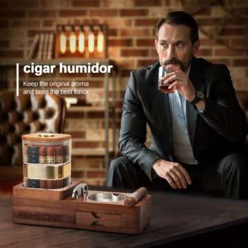 Elegant SEMKONT Cigar Humidor & Ashtray Set for Men