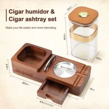 Elegant SEMKONT Cigar Humidor & Ashtray Set for Men
