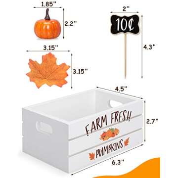 Huray Rayho 11PCS Thanksgiving Pumpkin Table Centerpiece Thanksgiving Tiered Tray Decor Mini Farm Fresh Pumpkins Sign Thanksgiving Maple Leaves Farmhouse Dining Table Decor Kit