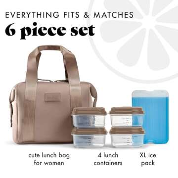 Fit & Fresh Neoprene Lunch Bag: Stylish and Insulated for Women with Containers