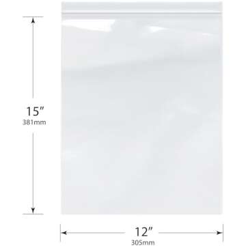 Plymor 12" x 15" (Case of 1,000), 2 Mil Zipper Reclosable Plastic Bags