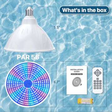 Litezone 40W LED Pool Light Bulb with 17 Mood Settings and Remote Control