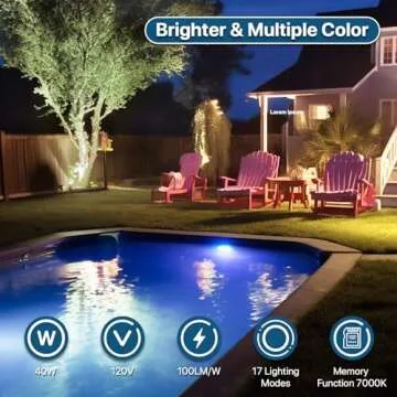 Litezone LED Pool Lights Bulb 40W with Remote Control