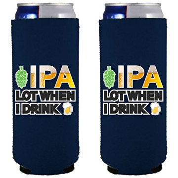 IPA Lot When I Drink Beer Slim Can Coolie – Navy (2 Pack)