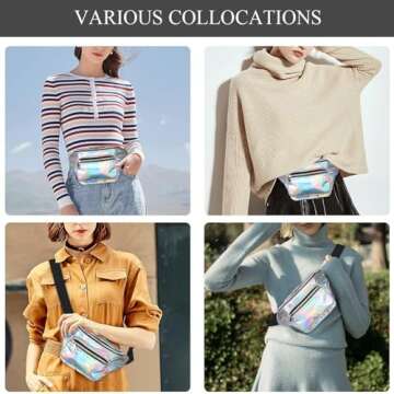Geestock Stylish Holographic Fanny Packs for Women