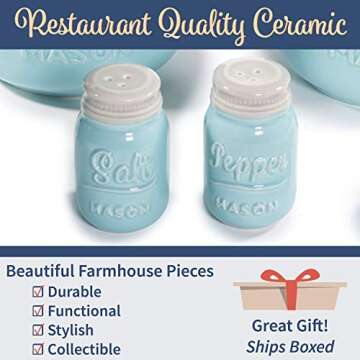 Mason Salt & Pepper Shakers - Vintage Ceramic Salt & Pepper Shaker Set - Retro Farmhouse Decorative ...