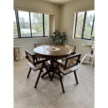 Furlide Rattan Accent Chairs, Modern Mid Century Dining Chairs Set of 2, Comfy Armchairs, Outdoor Rattan Chairs with Armrest for Bedroom Living Room Reading Room Dining Kitchen, Brown