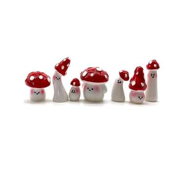 Aliotech 7pcs Red Mini Mushrooms Crafts Little Fairy Garden Mushrooms Tiny Resin Mushroom Decor Fake...